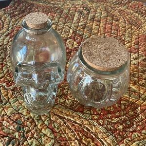Two cute jars with cork lids